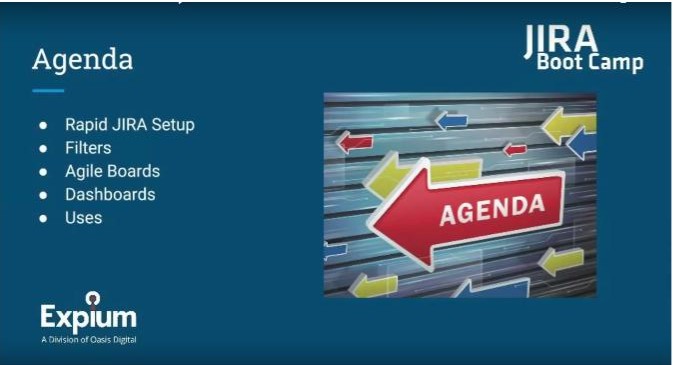 JIRA Enhanced Productivity – Filters, Agile Boards, and Dashboards agenda