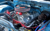 STATHAM, GEORGIA, USA - JULY 18, 2015: Customized car engine displayed at the annual Drive In Car Show. This event was held at Statham, Georgia.